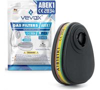 VEVOX® Filtro antigas ABEK1 set di 2 - Filtro per maschera antigas - Compatibile con la semimaschera VEVOX® #HM5376