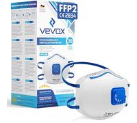 VEVOX® Maschere FFP3 / FFP2 / FFP1 - Scegli tra FFP3, FFP2 e FFP1- Confezione da 5, 10 o 20 pezzi - ffp3 / ffp2 /ffp1 respiratore - Maschera respiratoria ffp3 con valvola (20 unità, Ffp2)