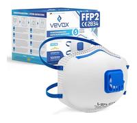 VEVOX® Mascherine FFP2 - scatola da 5, 10, 20 o 5000 - con guarnizione comfort light - mascherina FFP2 - maschera filtrante respiratoria FFP 2 con valvola - certificata CE per la massima protezione