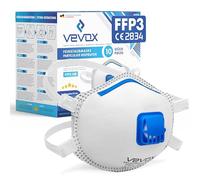 VEVOX® Mascherine FFP3 - scatola da 5, 10, 20 o 5000 - con guarnizione comfort plus - mascherina FFP3 - maschera filtrante respiratoria FFP 3 con valvola - certificata CE per la massima protezione