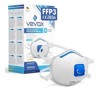 VEVOX® Mascherine FFP3 - scatola da 5, 10, 20 o 5000 - con guarnizione comfort plus - mascherina FFP3 - maschera filtrante respiratoria FFP 3 con valvola - certificata CE per la massima protezione