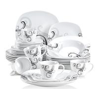 VEWEET ZOEY 30 pezzi decalcomanie nere porcellana cena in ceramica Set combinato con piatto da Dessert piatto da minestra piatto da pranzo piattino