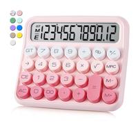 VEWINGL Calcolatrice con interruttore meccanico, calcolatrice carina a 12 cifre con grande display LCD e pulsanti, calcolatrice con ampio display LCD, ideale per la vita quotidiana e il lavoro di base