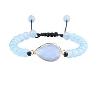 VEWIUNRENA Nuovo 2026 Moda 6 8Mm Calcedonio Blu Braccialetto di Perline Ovale Tipo di Goccia Pietra Pendente Braccialetto Coppia Regolabile Regalo Dei Monili