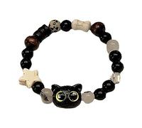 Vexandrie Bracciale regalo con cordino elastico con ciondolo gatto | Gioielli a mano con corda elastica per gioielli relazione fatti a mano amicizia coppia con catena da polso