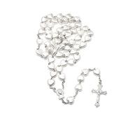 Vexandrie Collana Rosario, Accessorio Con Perline A Forma Cuore | Collana con perline per il conteggio della preghiera di Cristo, colore bianco, per battesimo, gioielli da donna