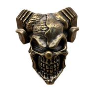 Vexandrie Teschio Paracord Bead per la Decorazione del Cavo | Ottone cornuto ciondolo con Side-to-Side apertura tra cui cordino accenti, cerniera tira, e compatto Gear