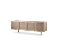 VEXDOSLE Mobile TV 180cm Mobile TV Legno Massello con Intreccio, Hub Intrattenimento Moderno per Soggiorni Alberghieri Mobili TV per Soggiorno
