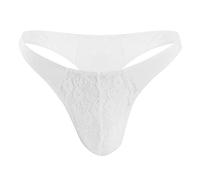 Vexiangni Mutande da uomo, slip in rete, biancheria intima a righe, larga, in lattice, con plug da uomo, comode mutande Sissy, mutandine erotiche, bianco, Taglia unica