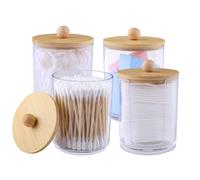 Vexillic Porta Cotton Fioc per Bagno, 4 Pezzi Porta Dischetti da Trucco Contenitori Dischetti Cotone per Batuffoli di Cotone Scatola di Organizzatore con Coperchio per Cosmetici