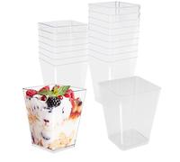 Vexillic Tazze da dessert da 150 ml, 50 Pezzi Bicchieri da Dessert Quadrati Trasparenti Bicchierini Finger Food Riutilizzabili per Mousse Budini Gelati