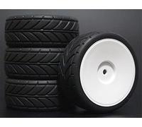 Vexilon 4 Pezzi di Pneumatici in Gomma RC Racing Car Pneumatici su Cerchioni da Strada, for HSP, for HPI, 1/10 Part Diametro 65mm 94123-94122 Mini Pneumatico(901W-6086)