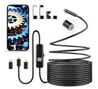 Vexloria Endoscopio per Smartphone, 1920P HD Sonda Telecamera, Telecamera Endoscopica con 8 LED, IP67 Impermeabile Telecamera Ispezione Tubi senza WiFi, Cavo Semirigido 5M, Android/iOS