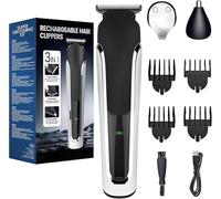 Vexloria Tagliacapelli da Uomo, Kit All-In-One per la Toelettatura con Rifinitore per Naso e Orecchie, Rifinitore per Dettagli, Tagliacapelli Senza Fili Impermeabile IPX6 con 4 Pettini Limitati