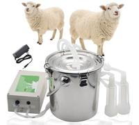 Vexorium Mungitrice elettrica Ricaricabile per capre - Mulitrice Pulsante per capre & Pecore con Secchio in Acciaio Inox, Tubo in Silicone, Arresto Automatico, a Batteria,5L