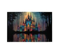Vextrovia Puzzle per adulti 1000 pezzi, castello stravagante in un bosco lussureggiante con riflessi luminosi, adatto per appassionati di puzzle e amanti delle fiabe alle cene