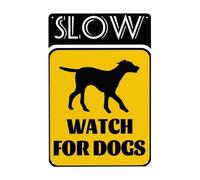 Vextrovia Slow Watch For Dogs Sign Slow Down Dogs At Play Segnali Metallo Riflettente Ruggine Alluminio Resistente allo sbiadimento Resistente ai raggi UV Inchiostro Facile Montaggio Interno Esterno