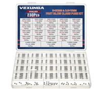 VEXUNGA 23Values 230pcs 125V Glass Fuses Kit 0.5A 1A 1.25A 1.6A 2A 2.5A 3A 3.15A 3.5A 4A 5A 6A 6.3A 7A 8A 10A 12A 15A 20A 5x20MM and 2.5A 3A 5A 3.6X10MM Mini Fuse for Fan String Christmas Lights