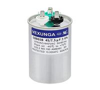 VEXUNGA 45/7.5 uF 45+7.5 MFD 370V or 440V Dual Run Start Round A/C Capacitor CBB65