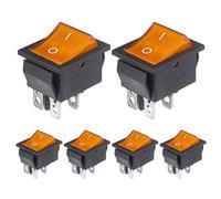 VEXUNGA Interruttore a Bilanciere ON-OFF 4Pin Commutatore 2Posizioni Interruttori a Levetta Luce Gialla Pulsante Barca 16A 250VAC 20A 125VAC DPST per Moto Elettrodomestici (6 Pezzi)