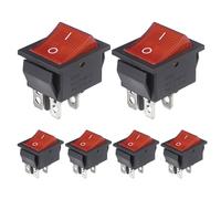 VEXUNGA Interruttore a Bilanciere ON-OFF 4Pin Commutatore 2Posizioni Interruttori a Levetta Luce Rossa Pulsante Barca 16A 250VAC 20A 125VAC DPST per Moto Elettrodomestici (6 Pezzi)