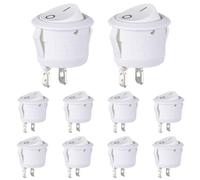 VEXUNGA Interruttore a Bilanciere Rotondo 6A 250V 10A 125V AC ON/OFF Commutatore 2Posizioni Interruttori a Levetta 2Terminali Button Bianco per Auto y Elettrodomestici (10 Pezzi)
