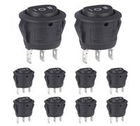 VEXUNGA Interruttore a Bilanciere Rotondo 6A 250V 10A 125V AC ON/OFF/ON Commutatore 3Posizioni Interruttori a Levetta 3Terminali Button Nero per Auto y Elettrodomestici (10 Pezzi)