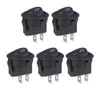 VEXUNGA Interruttore a Bilanciere Rotondo Interruttori a Levetta ON OFF 2Pin 6A 250V AC 10A 125V Pulsante Nero Micro Pulsanti 2Posizioni Pulsantiera Barca Auto (5 pezzi)