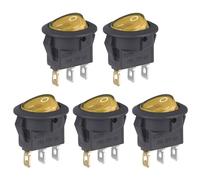 VEXUNGA Interruttore a Bilanciere Rotondo Interruttori a Levetta ON OFF 3Pin 12V DC 20A Pulsante Luce Giallo Micro Pulsanti 2Posizioni Pulsantiera Barca Auto (5 pezzi)