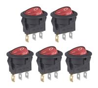 VEXUNGA Interruttore a Bilanciere Rotondo Interruttori a Levetta ON OFF 3Pin 12V DC 20A Pulsante Luce Rossa Micro Pulsanti 2Posizioni Pulsantiera Barca Auto (5 pezzi)