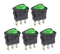 VEXUNGA Interruttore a Bilanciere Rotondo Interruttori a Levetta ON OFF 3Pin 12V DC 20A Pulsante Luce Verde Micro Pulsanti 2Posizioni Pulsantiera Barca Auto (5 pezzi)