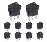 VEXUNGA Interruttore a Bilanciere Rotondo Interruttori a Levetta ON OFF 3Pin 6A 250V AC 10A 125V Pulsante Nero Micro Pulsanti 2Posizioni Pulsantiera Barca Auto (10 pezzi)