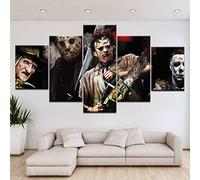 VEYEBZ 5 Pezzi Pittura su Tela Arte da Parete Personaggi Del Film Horror Immagine HD Stampa su Tela Murale Modulare 100×50cm Con Cornice Canvas Painting Poster Astratto Decorazione Della Stanza
