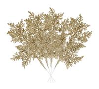 VEYLIN 10 bastoncini artificiali di foglie di Natale, rami dorati glitterati per decorazioni per albero di Natale, ghirlande e festival