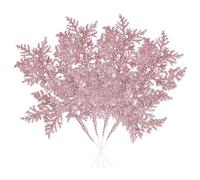 VEYLIN 10 plettri artificiali di foglie di Natale, foglie rosa glitterate per decorazioni per albero di Natale, ghirlande e festival