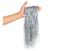 VEYLIN 2000 fili di decorazioni per albero di Natale con frange in lamina argentata