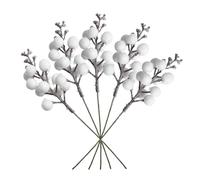 VEYLIN Bacche Artificiali da 20 cm, 16 Pezzi Steli di Bacche Artificiali Bianche Glitterate per Ornamenti dell'Albero di Natale, Ghirlanda Natalizia Fai da Te, Artigianato, Decorazioni per le Vacanze