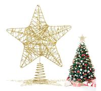 VEYLIN, decorazione per albero di Natale, 25,5 cm in metallo glitterato stella albero per la decorazione della casa