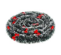 VEYLIN Ghirlanda natalizia verde con 24 fiocchi per albero di Natale, decorazioni per la casa, 10 m