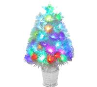 VEYLIN Piccolo albero di Natale, 60 cm, bianco fibra ottica albero di Natale per la decorazione di casa ufficio