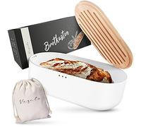 Vezato Scatola Cestino del pane - sostenibile per una lunga freschezza - extra large con coperchio di bambù e tagliere - con sacchetto