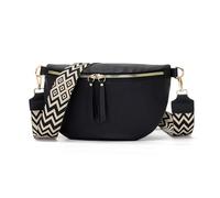 Vezluax 30x20cm marsupio donna Grande Borsa Tracolla borse a spalla in Pelle Vegana Elegante Regolabile con Cinghia Larga Perfetto per uso nero