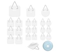 VFANDV 21 Pezzi Ganci Adesivi, Ganci per Cornici Piazza 3 Forma Gancetti per Quadri Appendi Quadri Adesivi Rotondo Gancio di Plastica Ganci Adesivi per Piatti Foto Superfici Liscie