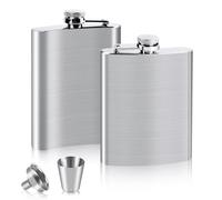 VFANDV Fiaschetta Tascabile 2 Pezzi, Set 4/8oz in Acciaio Inossidabile Con Imbuto e Bicchiere da Vino - Portatile per Liquori e Campeggio (8oz/220ml)