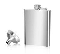 VFANDV Fiaschetta Tascabile in Acciaio Inox 1 Pezzi, 8oz/220ml Fiaschetta Whisky con Imbuto Portatile Fiaschetta per Liquori Bottiglie di Vino per Escursionismo Arrampicata Campeggio Bar Feste