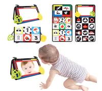 VFANDV Giochi Montessori Neonato 0 3 6 12 Mesi, Giocattoli a Specchio per Bambini Libri Neonati 0-4 Mesi, Libri Sensoriali Libri di Stoffa con Specchio per Bambini