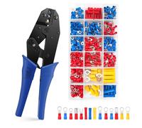 VFANDV Pinza Crimpatrice Capicorda, con 300 Capicorda Isolati a Crimpare, Crimpatrice Puntalini per 1.5-6 mm², Autoregolanti Strumenti di Crimpatura, Crimping Tool per Elettricista Riparare (HS-30J)