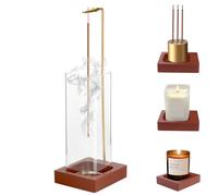 VFANDV Porta Incenso, Porta Incenso per Bastoncini Capovolto Brucia Incenso di Legno Vetro Rimovibile Raccoglitore Cenere Legno Sottosopra Porta Incenso per Meditazione, Yoga, Ufficio
