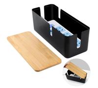 VFANDV Scatola per Cavi, Scatola per la Gestione dei Cavi Scatola per la Conservazione dei Cavi con Coperchio in Bambù Scatola Portacavi per Organizzare il Cablaggio del Computer (Nero)