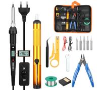 VFANDV Set di Saldatori da 60 W con 5 Punte Intercambiabili, Temperatura Regolabile, Multimetro Digitale, Supporto per Saldatore